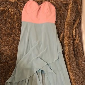 Foreign Exchange pink & teal long dress